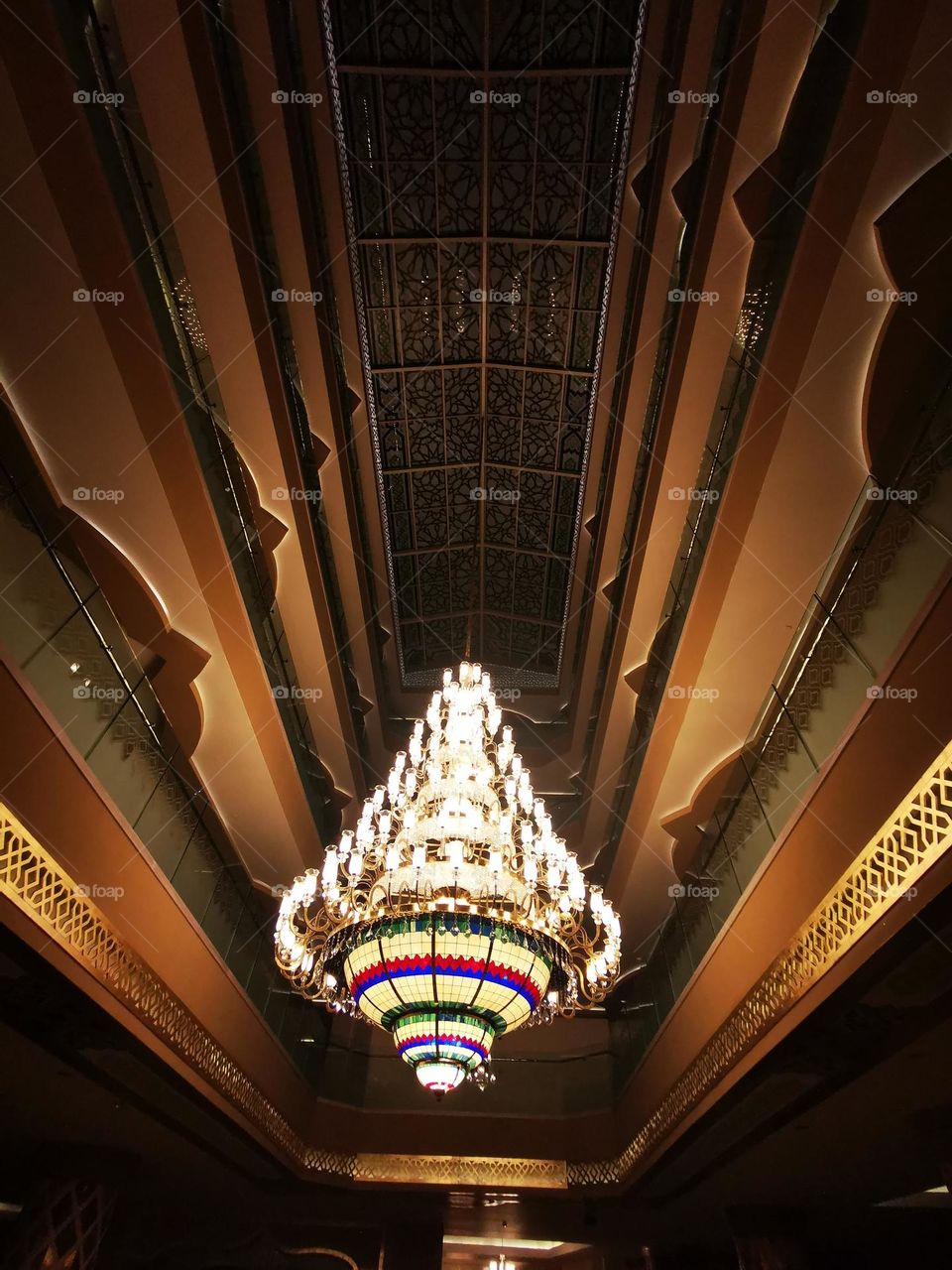 The ceiling of the building