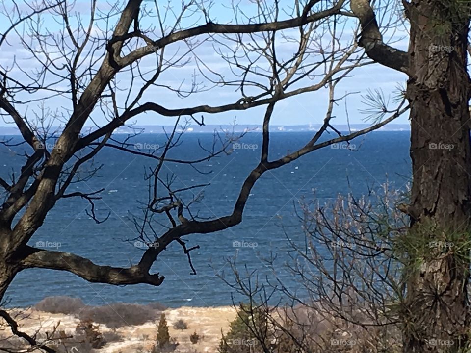 Beautiful ocean view from hilltop.