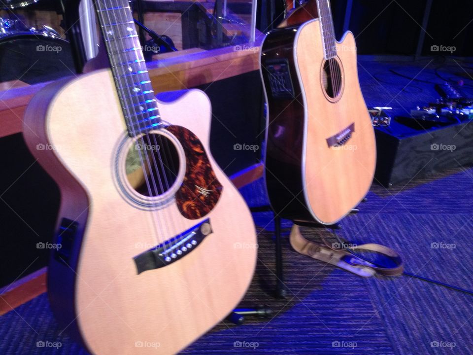 Guitars ready on stage