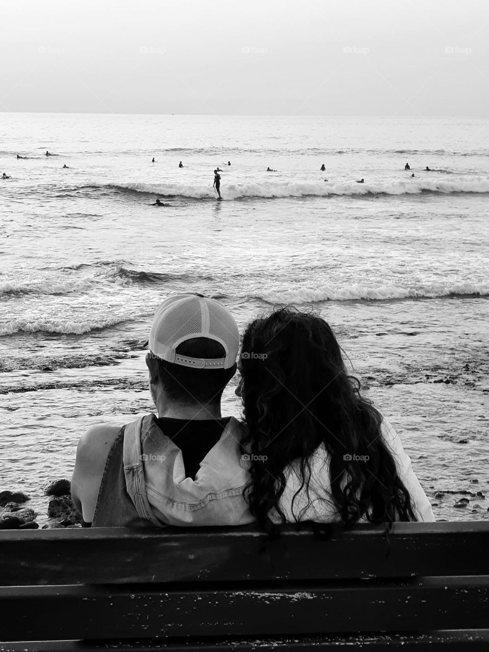 loving couple overlooking the sea