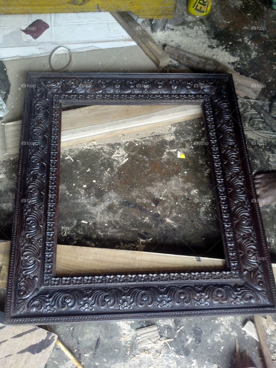 dark heavy wooden photo frame