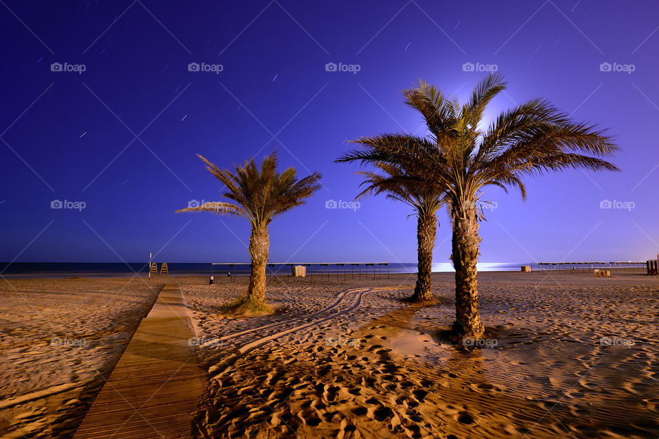 View of a beach at night
