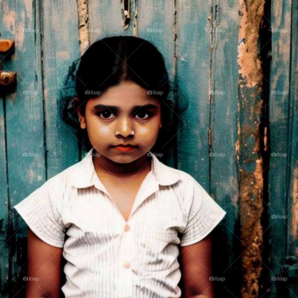 little girl from small village in india