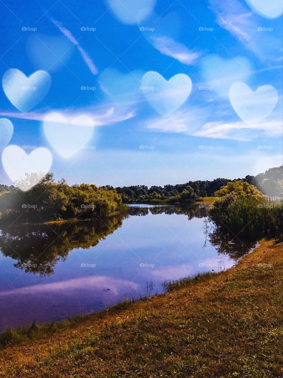 Lake scape with heart effect