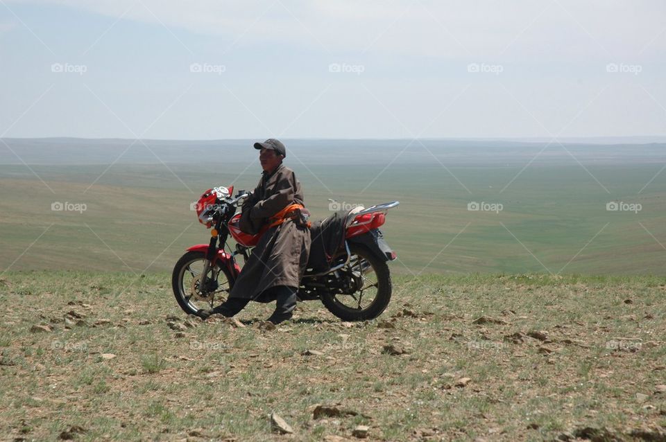 landscape red desert motorcycle by anetteaventyr