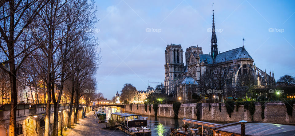 panorama view of notre dame