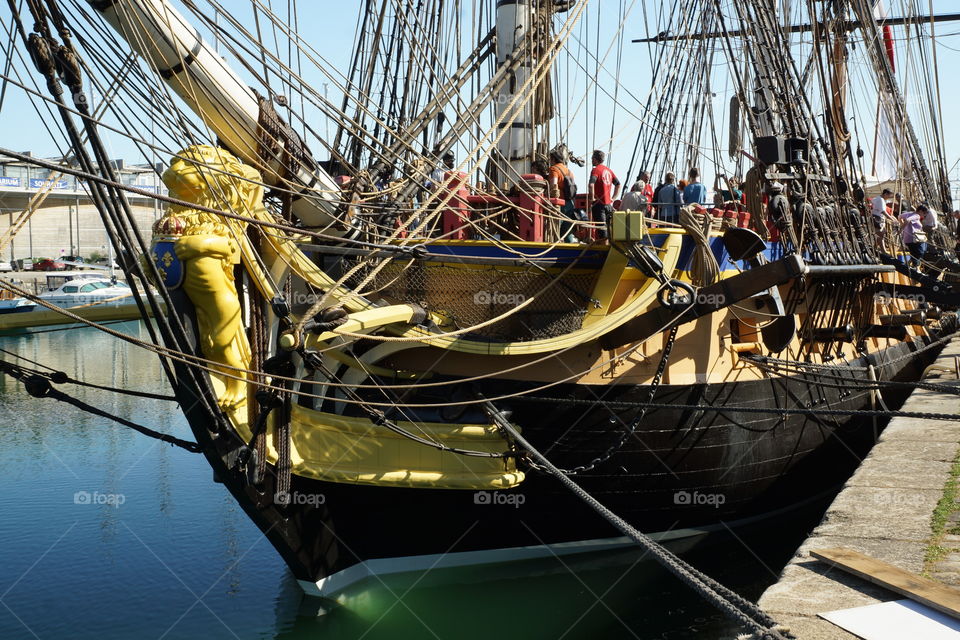 Tête de proue de L'Hermione. Lion majestueux de la tête de proue de L'Hermione