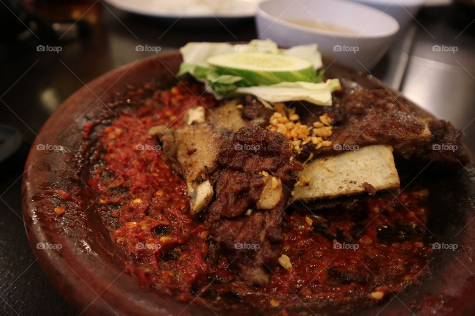 iga penyet / ribs with chili sauce