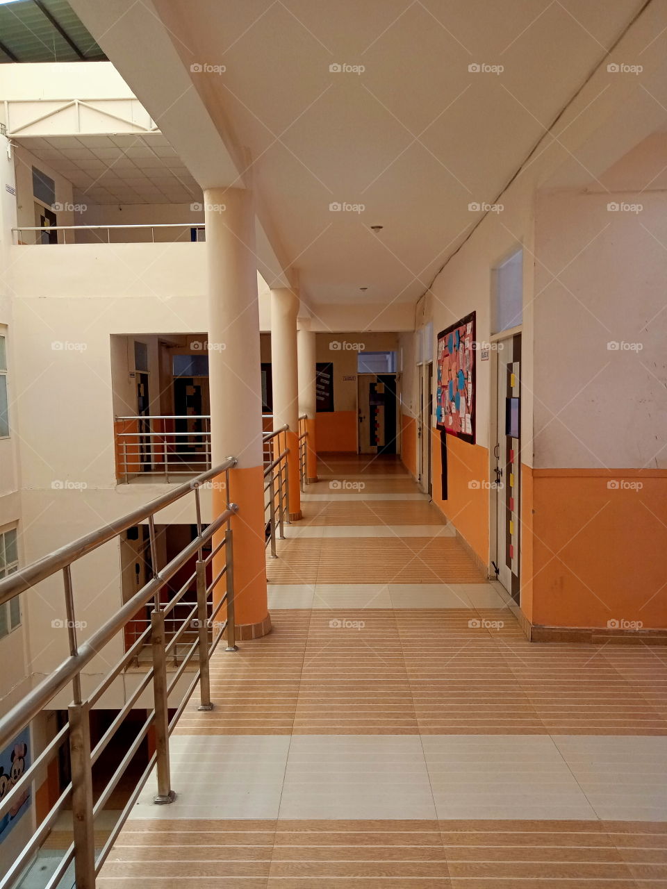 Deserted school corridors due to pandemic covid-19