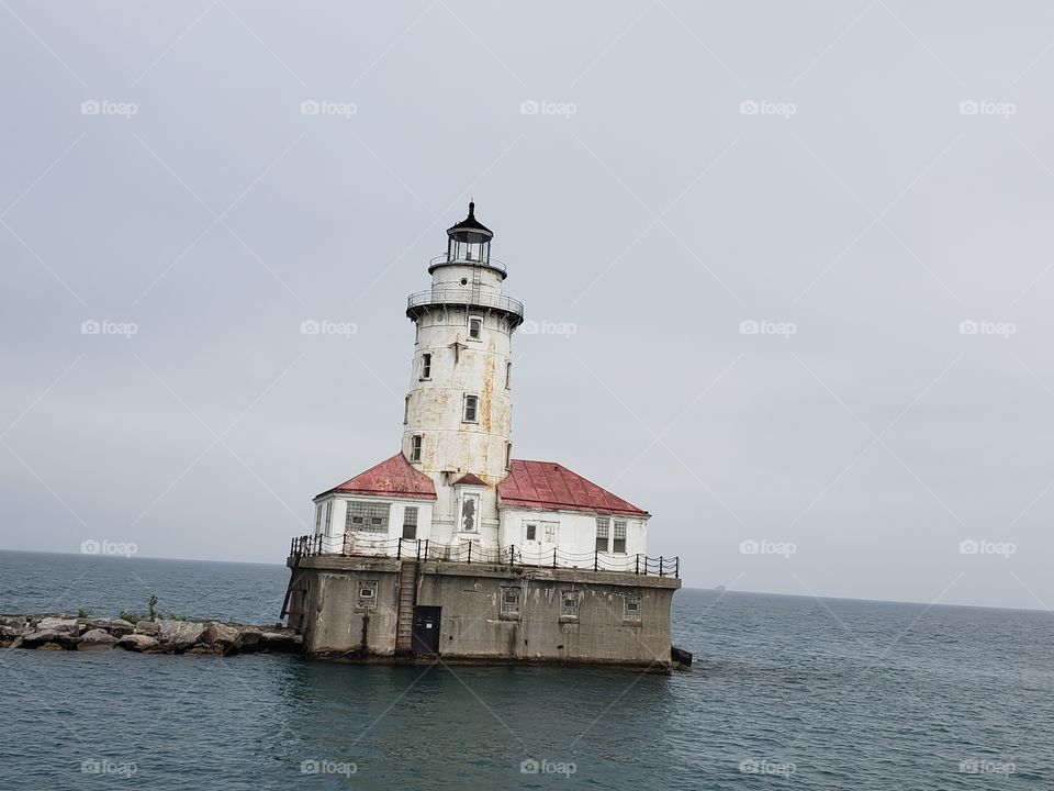 The old decommissioned lighthouse at Lake Eerie