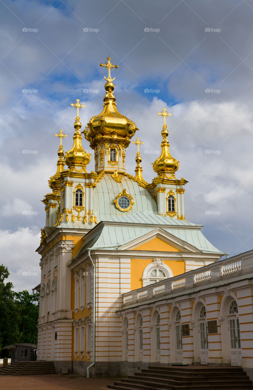Low angle view of Peterhof Palace / Saint Petersburg