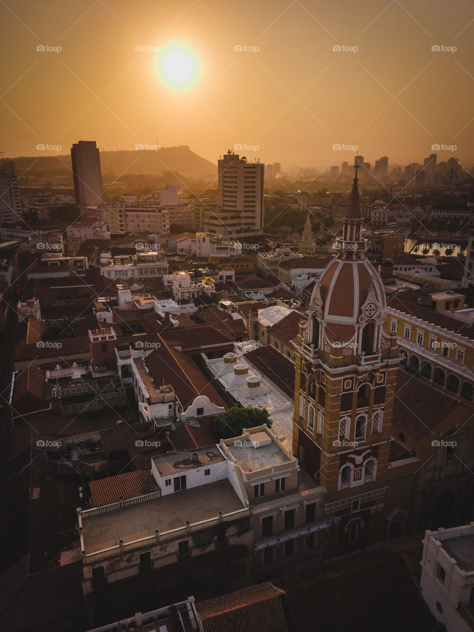 Cartagena Colombia at sunrise, there are not many shots of cartagena in that beautiful light