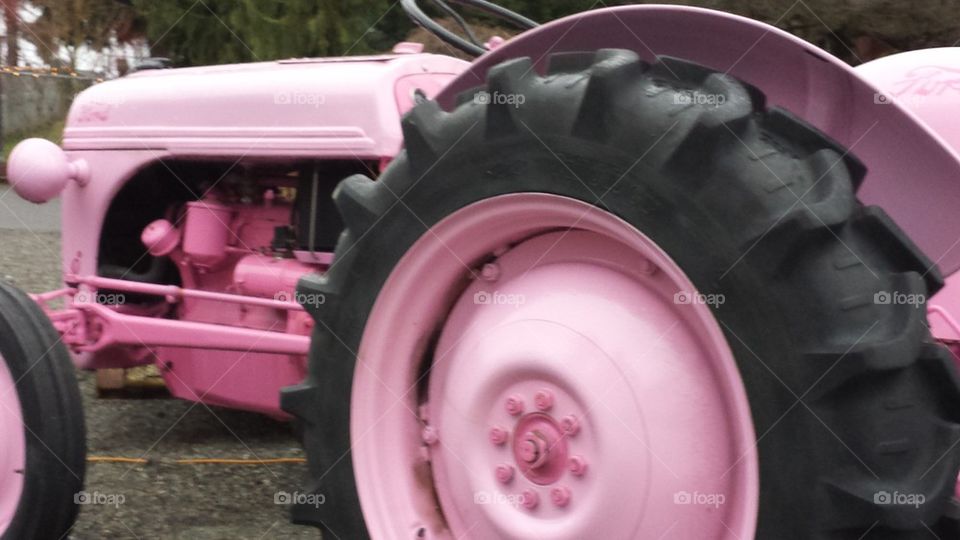 Pink tractor wheele