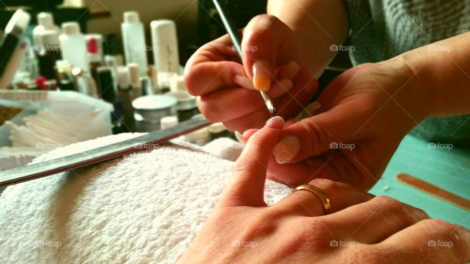 One women make manicure on another woman! 😃