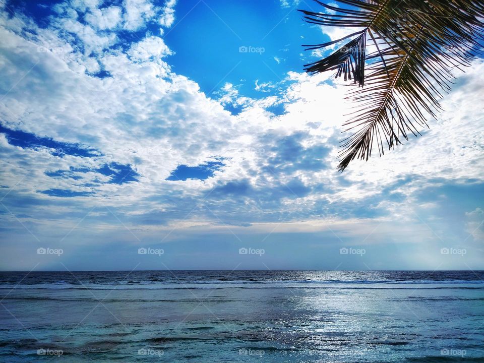 Beautiful summer sky in Maldivian sea beach