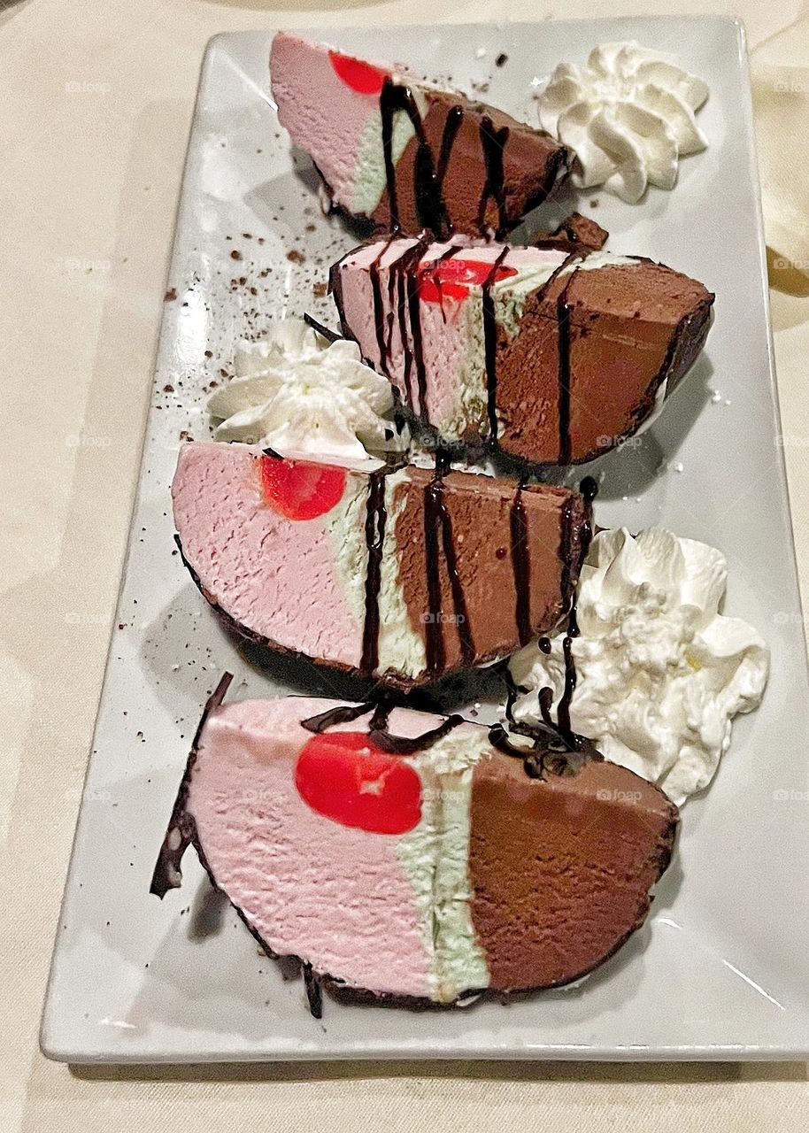 Photo of 3 in 1 Italian Gelato dessert with strawberry, pistachio and Chocolate 