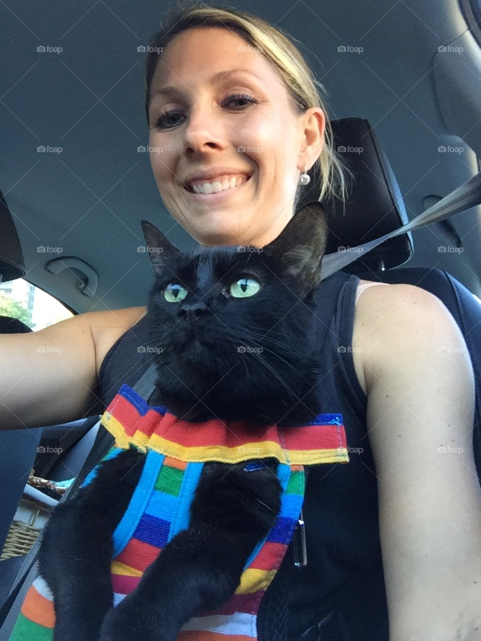 Kitty going for a car ride with mommy