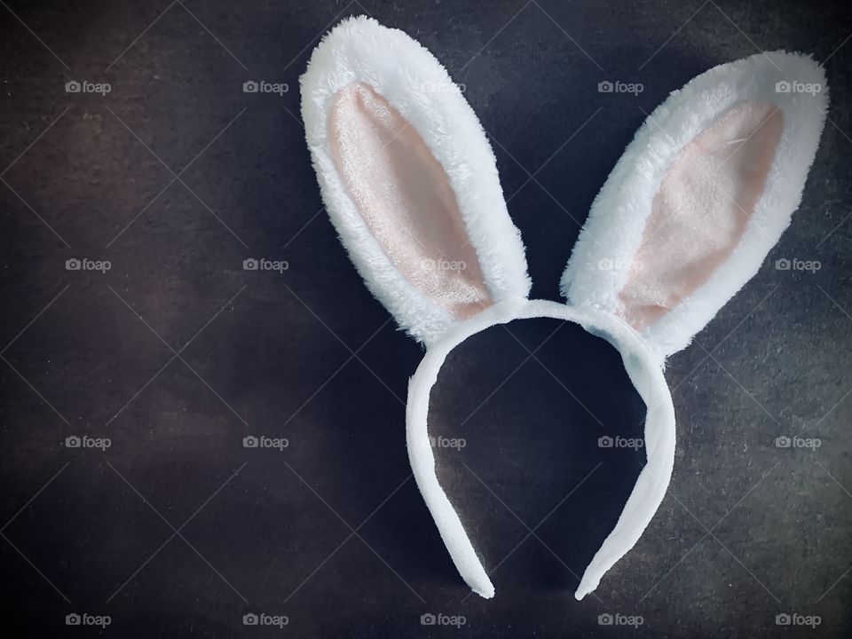 White and pink fuzzy rabbit ears for Easter, bunny ears