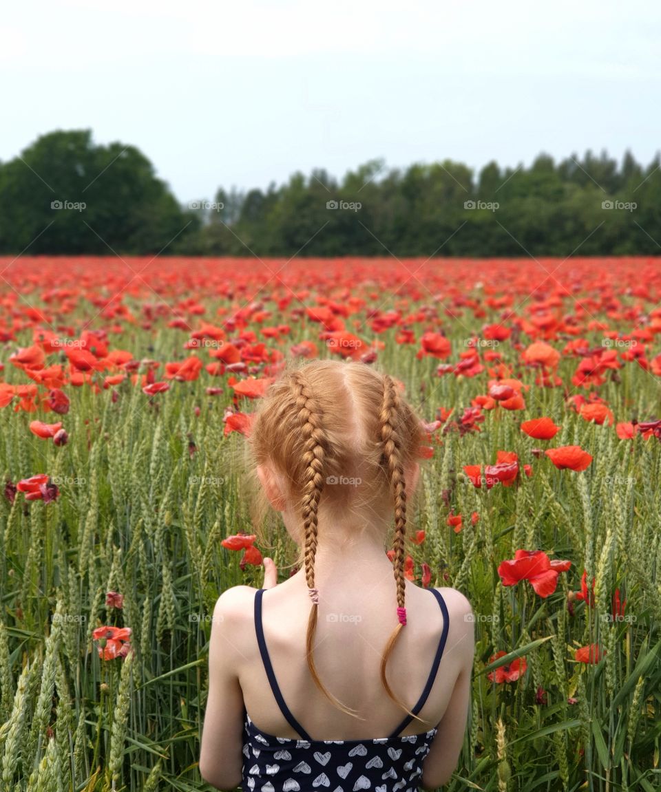 Girl in poppy field
