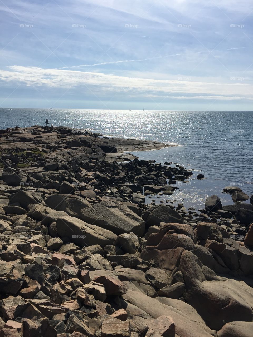 Stony beach a summer day