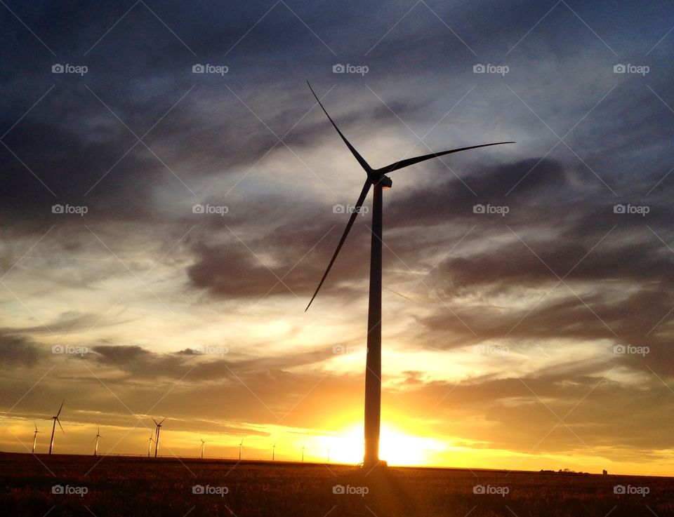 Amarillo sky, wind farm