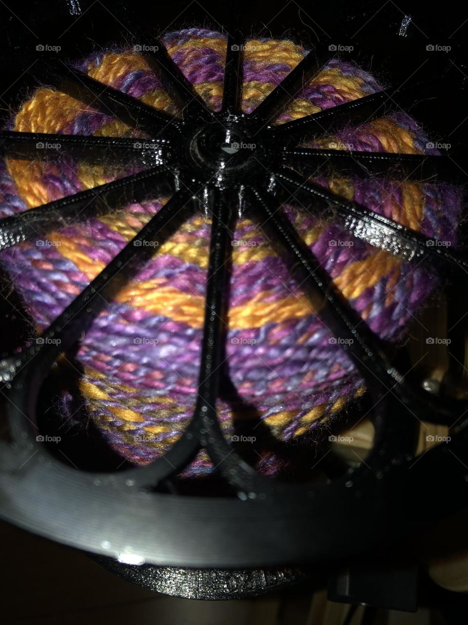 Hand-spun yarn in gold and purple