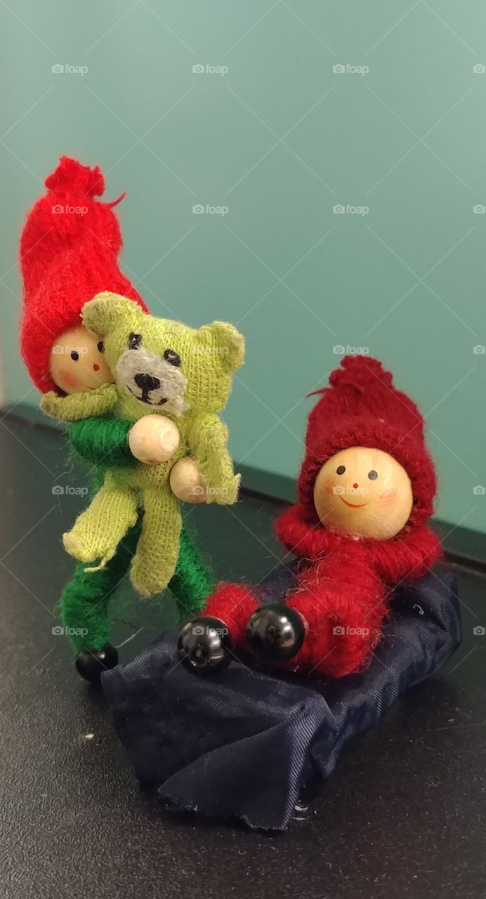 wichtel gnom teddy red rot Weihnachten Christmas puppen doll