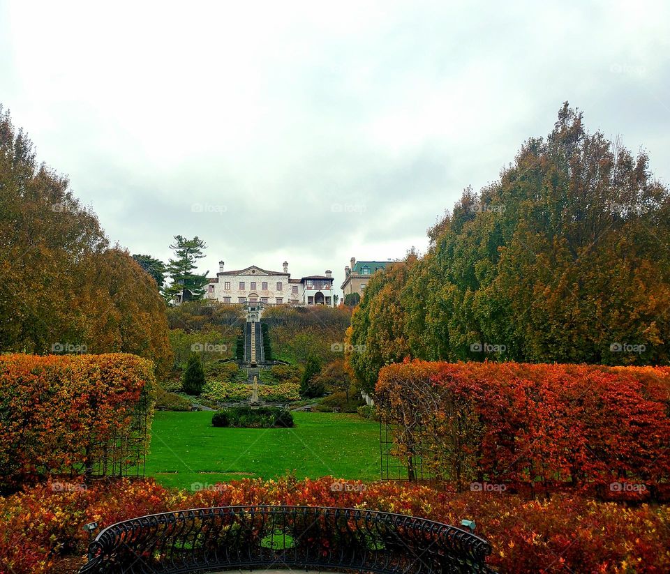 mansion grounds in fall