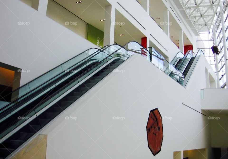 Interiors. Escalator in Museum