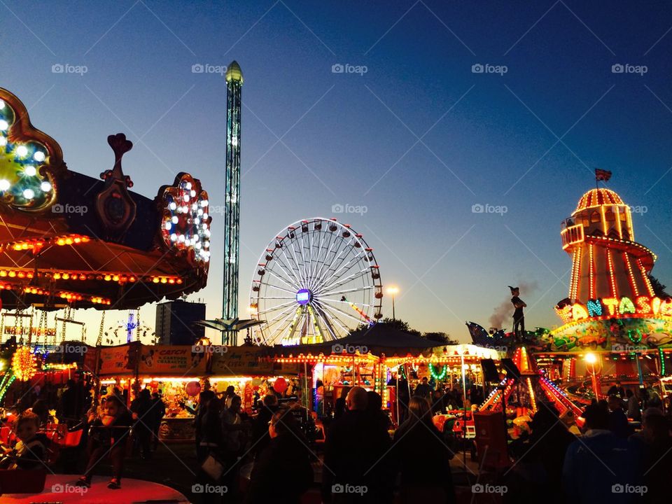 Amusement park at night