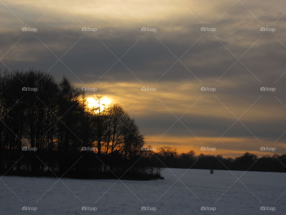 Sunset And Snow