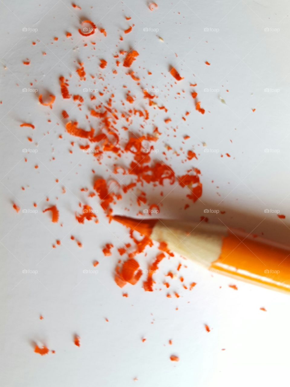 Orange Colored Pencil with Shavings