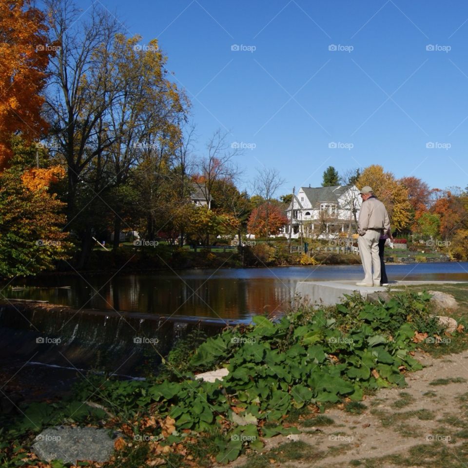 Old man enjoying the view . Northville mi 