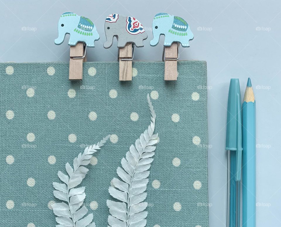 Stationary in shades of pale blue