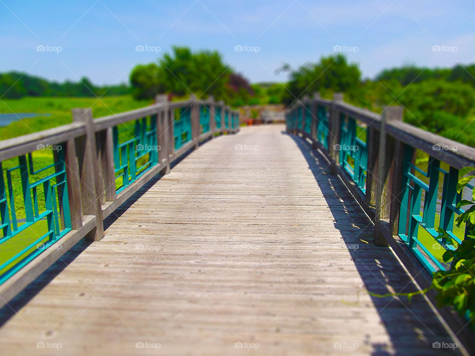 Bridge at Powell Gardens, Missouri. I photographed this bridge at Powell Gardens in Missouri. I added vibrancy and a tilt shift effect.