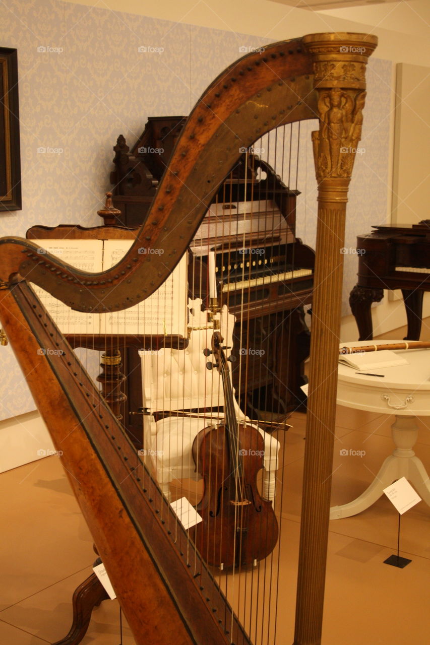 Harp, Music, Instrument, Wood, Art