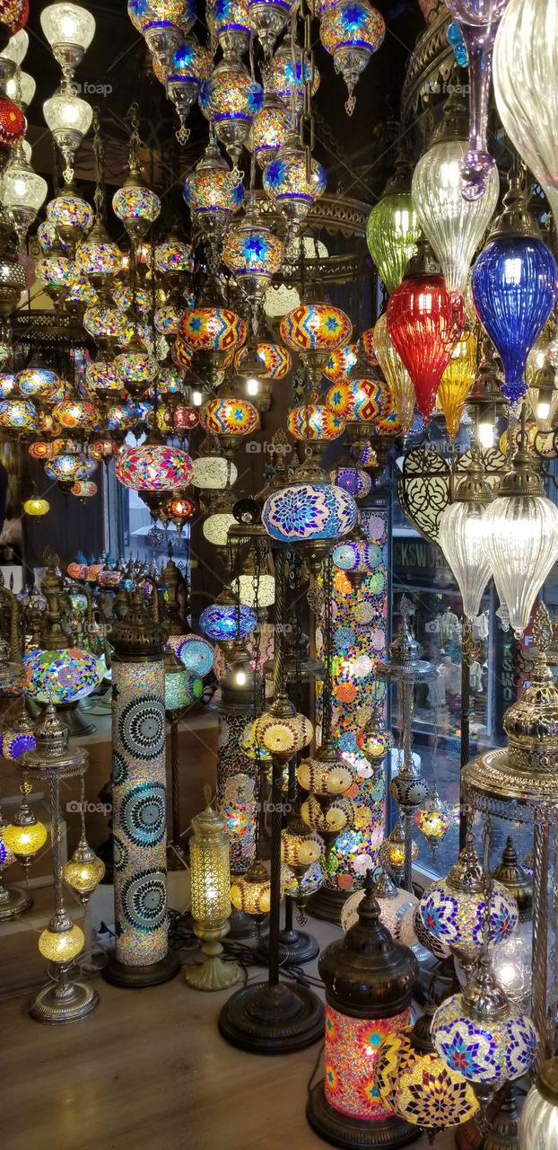 Rainbow of Turkish lamps