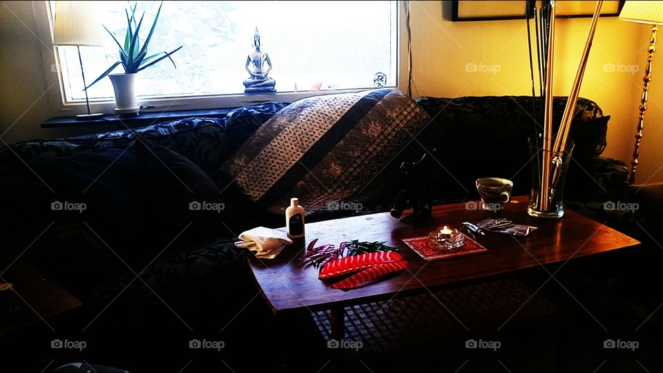 Furniture, Room, Indoors, Lamp, Table