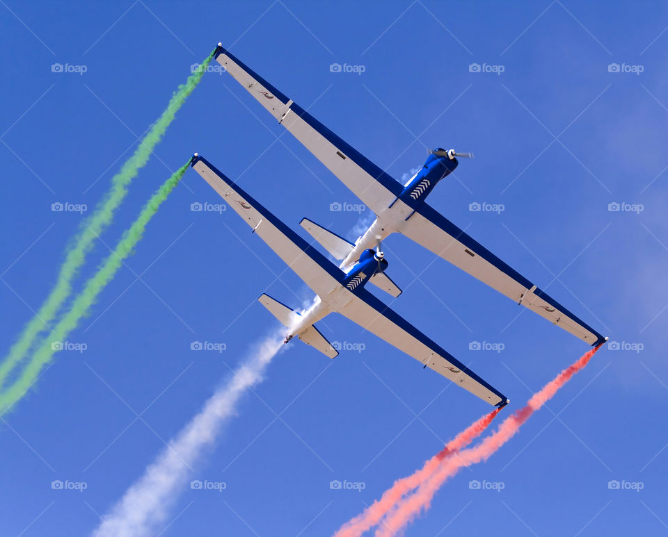 Aerobatic show planes in the sky