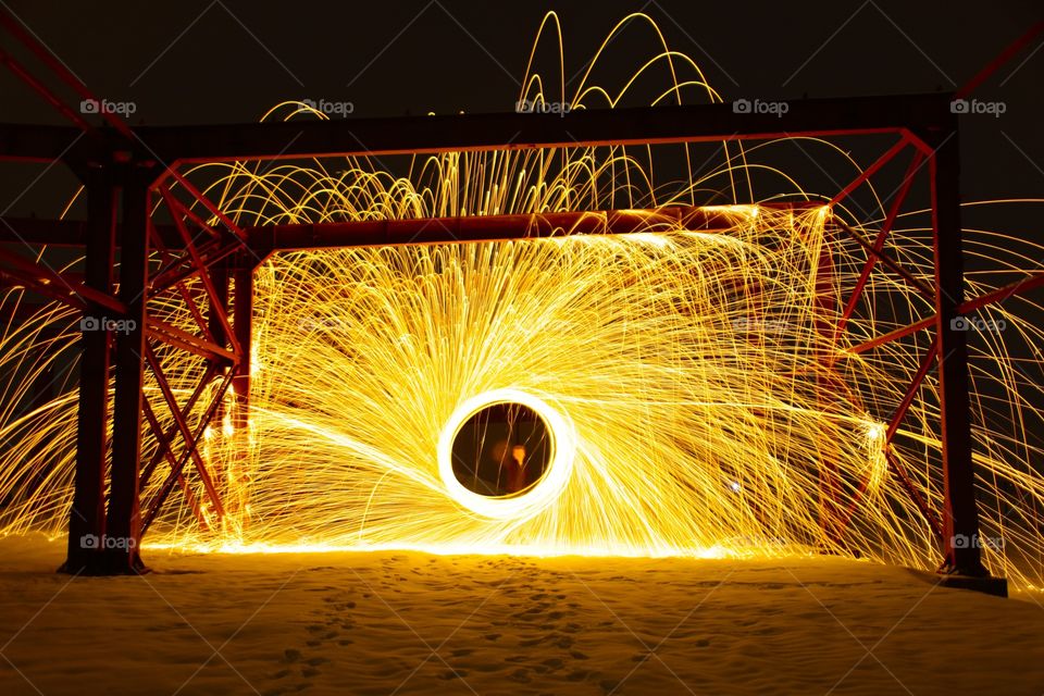 Burning steel wool