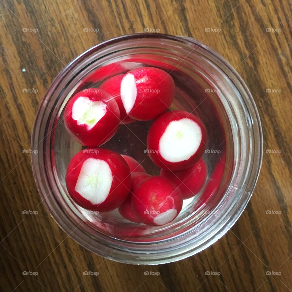 Jar of radishes 
