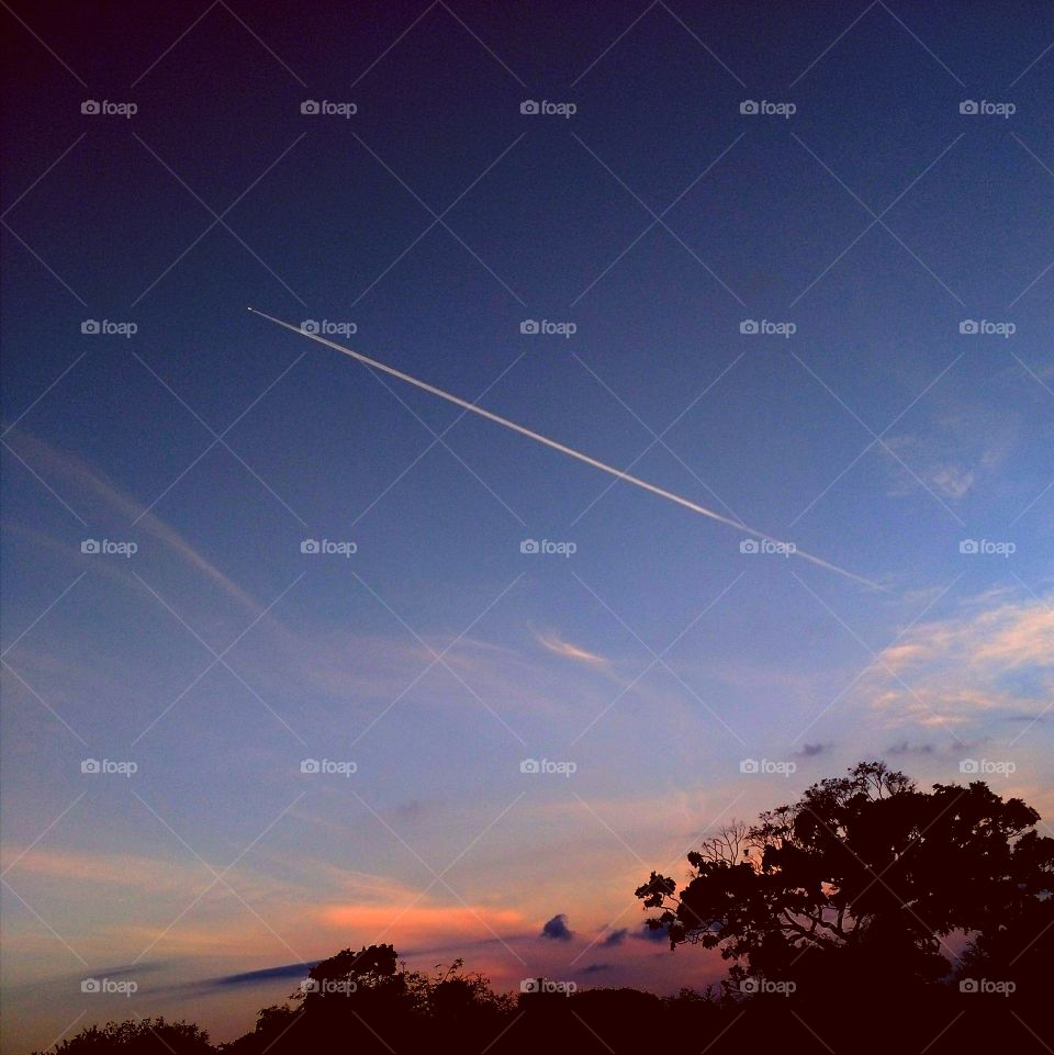 evening sky and plane