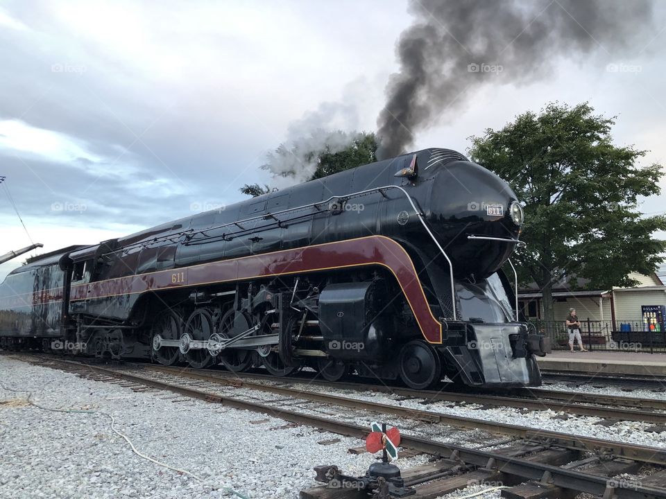 Norfolk & Western 611 J Class steam locomotive at the Strasburg Railroad