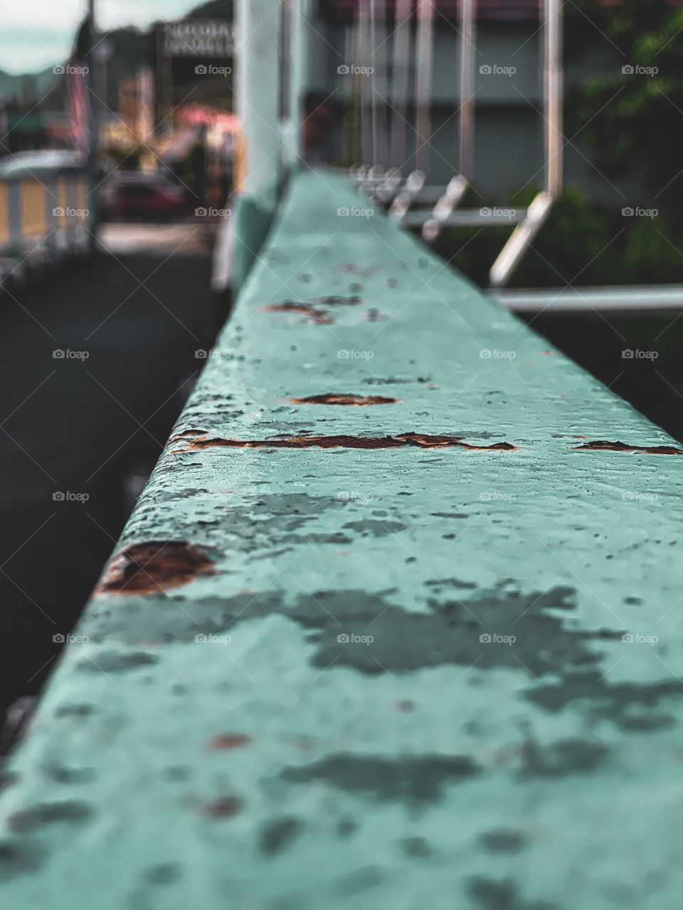 Texture of a rustic metal holder of a bridge 