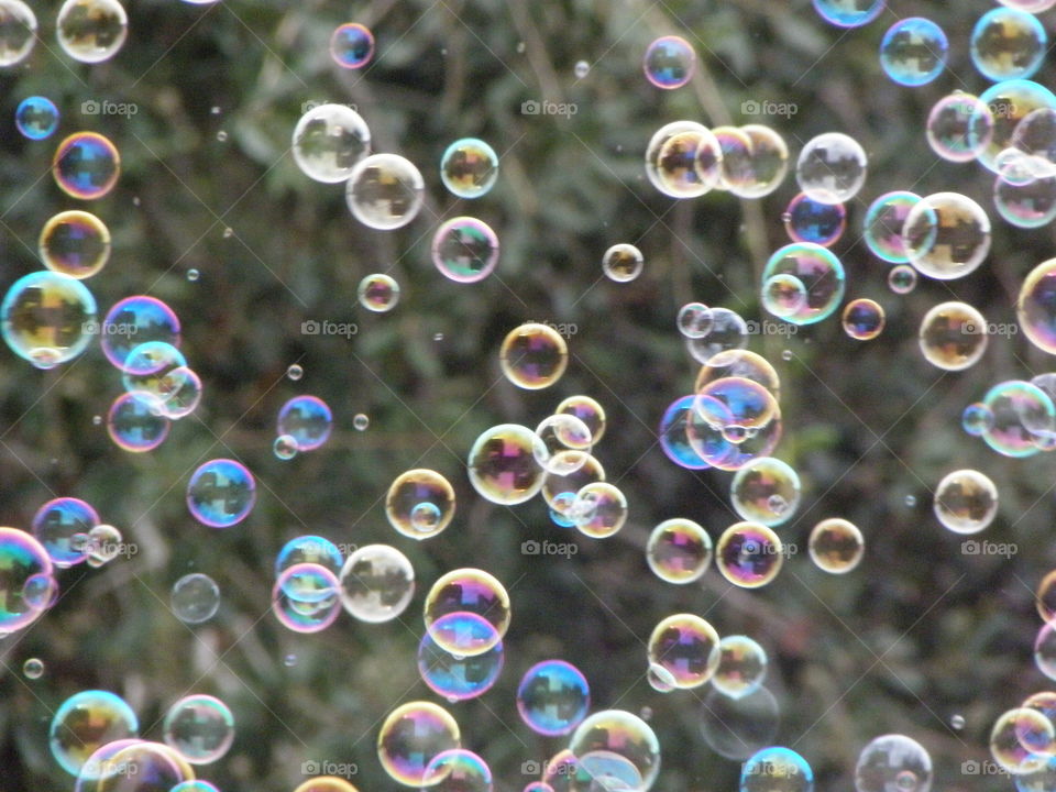 Bubbles flying in mid-air