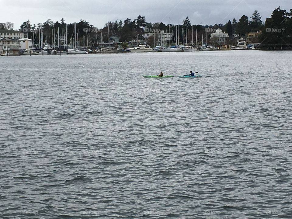 Kayaking on a grey cold day