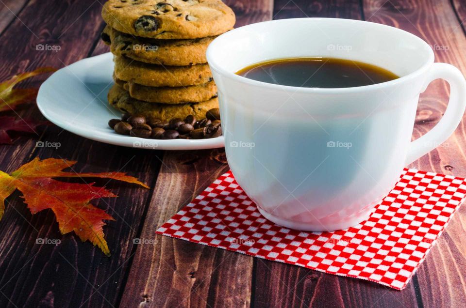 coffee been still life on wooden background