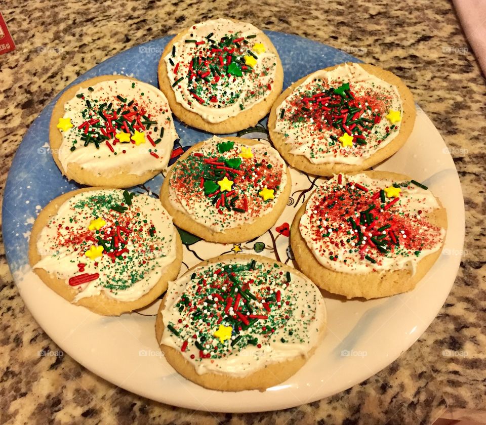 When a four year old decorates the sugar cookies. Beautiful!