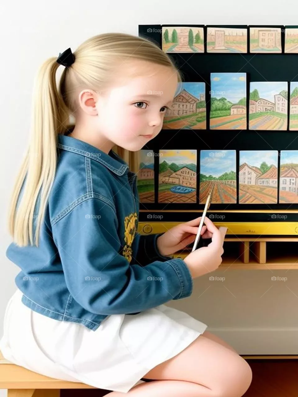 A cute girl who loves drawing