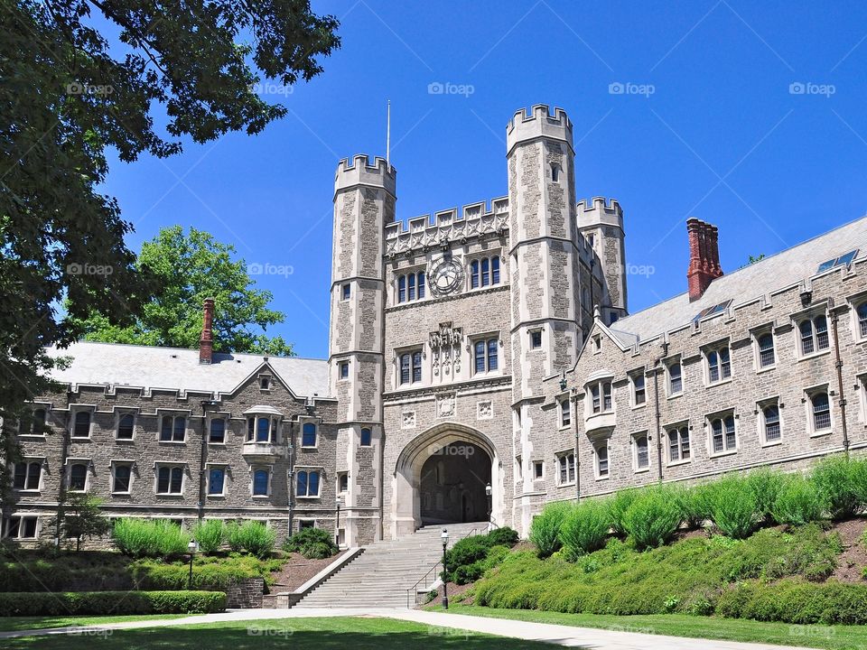 Princeton University . The magnificent Blair Hall building on the perfectly manicured landscape campus of Princeton University. 
Fleetphoto